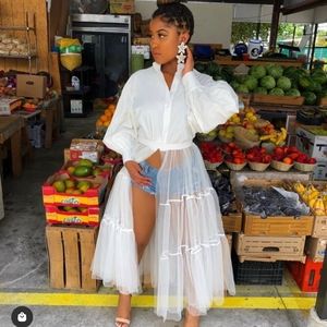 White Tulle Top Size 16.